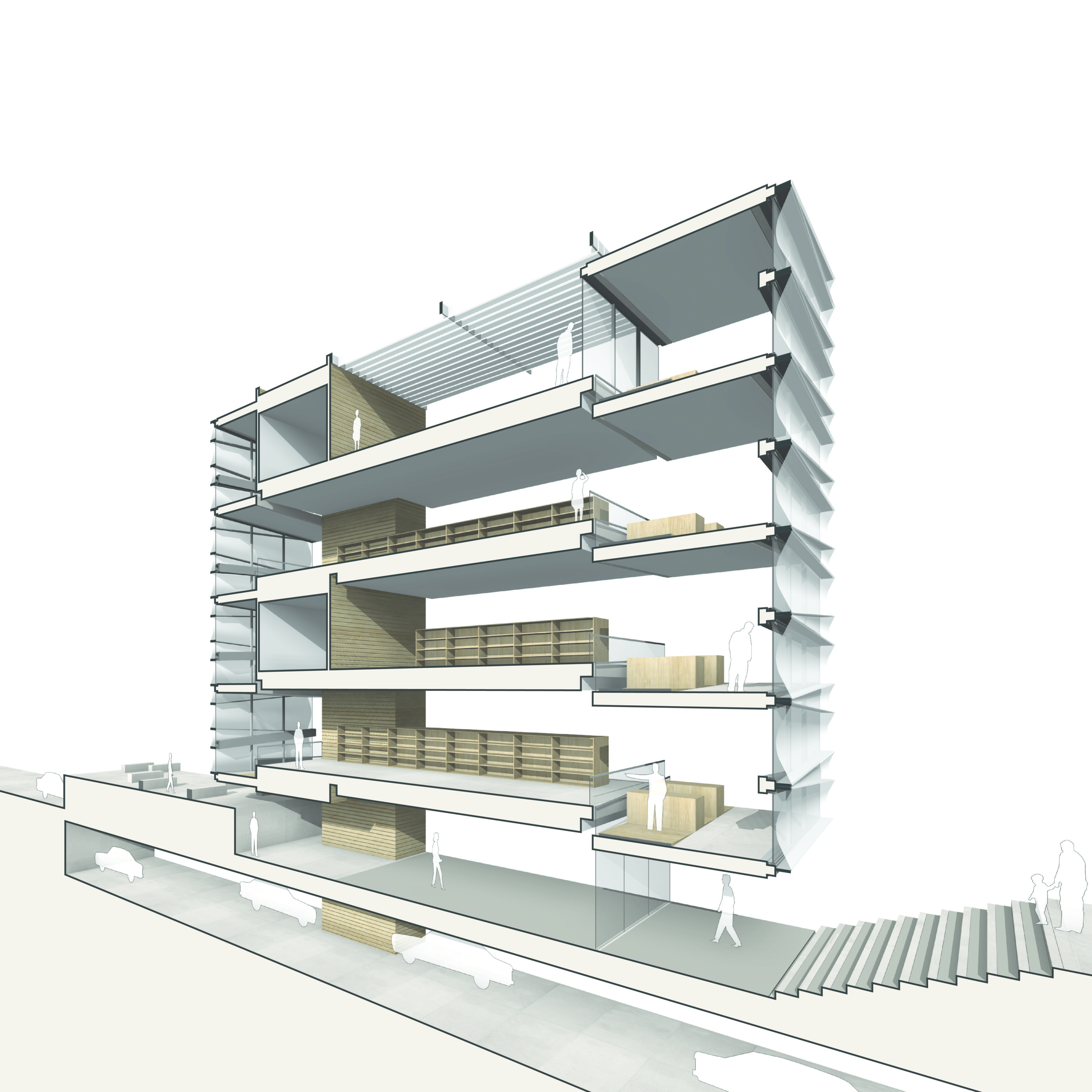 Section Perspective Drawing Architecture Section Drawing Stock
